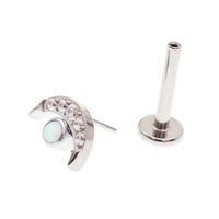 Titanium Clear CZ & Fire Opal Push Fit Piercing - 20g, 18g, 16g, 14g - Body Clickers Body Jewelry