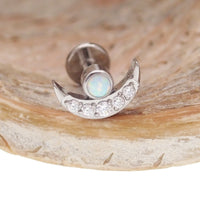 Titanium Clear CZ & Fire Opal Push Fit Piercing - 20g, 18g, 16g, 14g - Body Clickers Body Jewelry