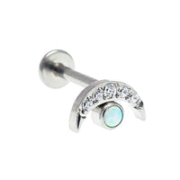 Titanium Clear CZ & Fire Opal Push Fit Piercing - 20g, 18g, 16g, 14g - Body Clickers Body Jewelry