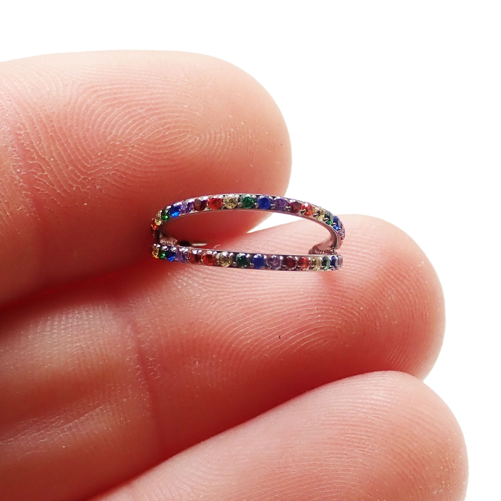Titanium Double-Layered CZ conch Clicker 16g