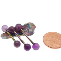 Pair Natural Stone Nipple Piercings Titanium 14g - Body Clickers Body Jewelry