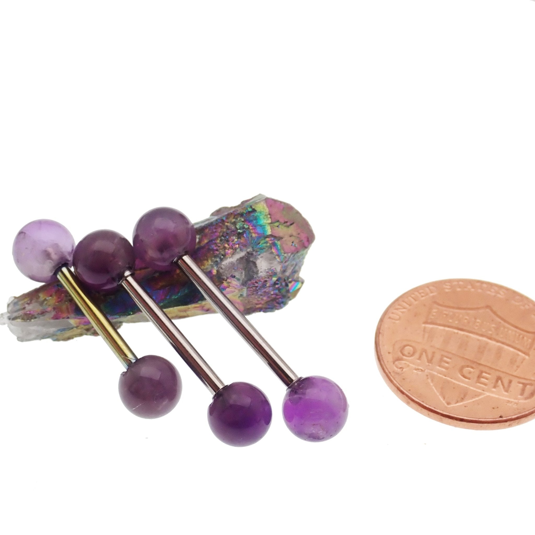 Pair Natural Stone Nipple Piercings Titanium 14g - Body Clickers Body Jewelry