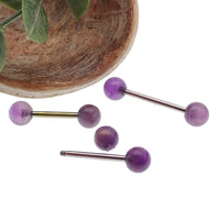 Pair Natural Stone Nipple Piercings Titanium 14g - Body Clickers Body Jewelry