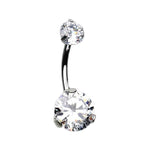 Clear Prong CZ Belly Ring 14g