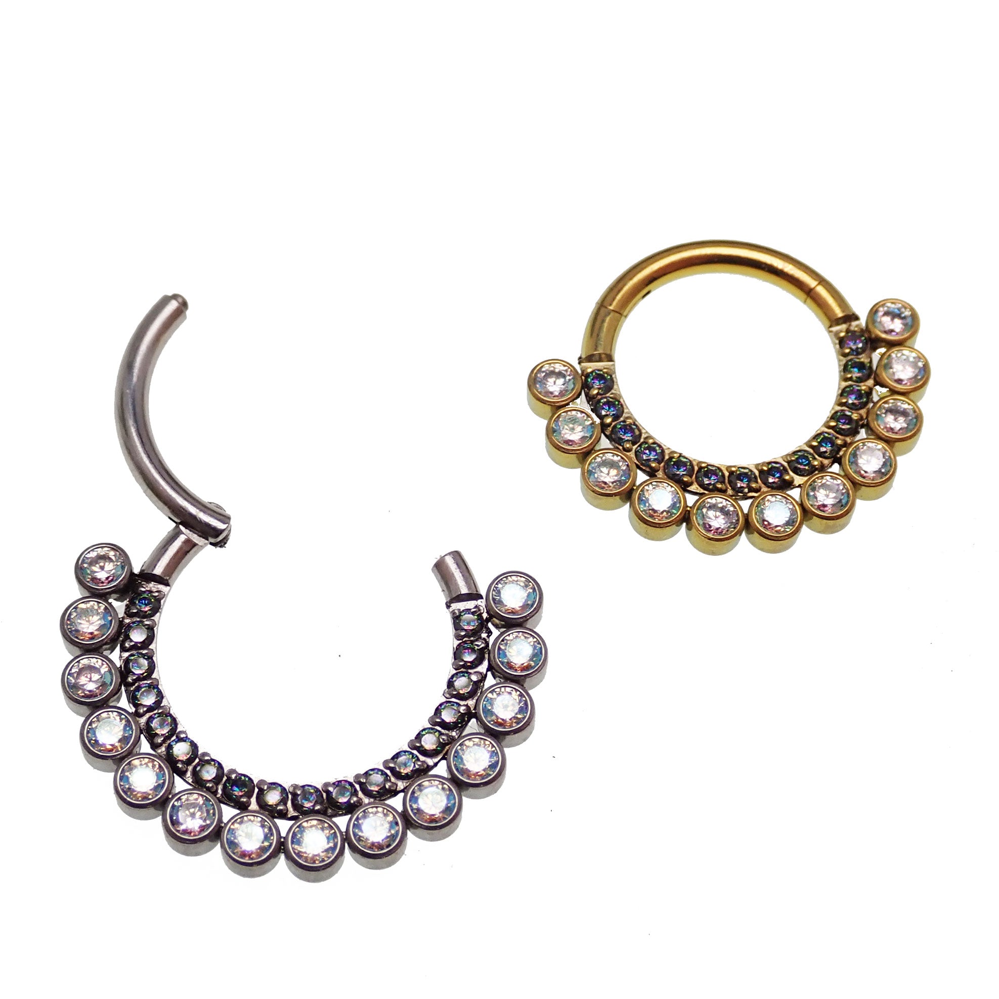 Double Row Rainbow CZ & AB's Clicker 16g