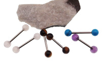 Pair Natural Stone Nipple Piercings Titanium 14g - Body Clickers Body Jewelry