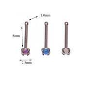 Set of 3 -  Nose Studs Multi Lavender, Peacock, & White Opal 20g