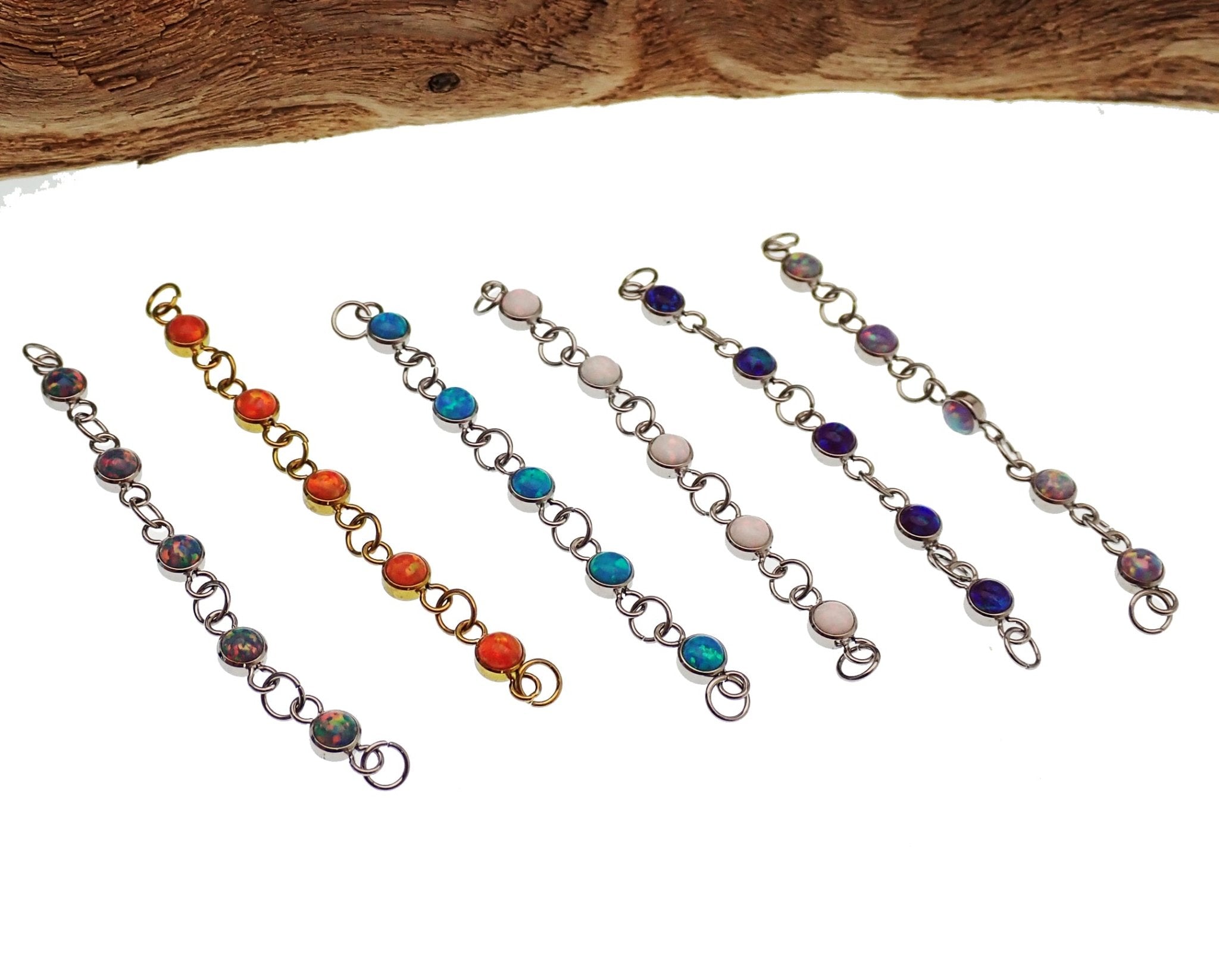 Titanium Opal Piercing add on Chain - Body Clickers Body Jewelry