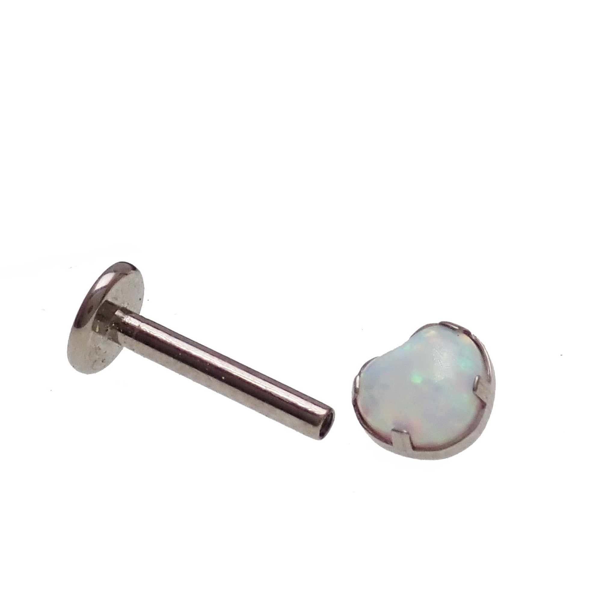 Opal Heart Flat Back Piercing 14g, 16, 18g - Body Clickers Body Jewelry
