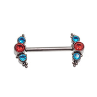 Orange and Teal CZ Beaded Nipple Cluster 14g, 12g - Body Clickers Body Jewelry