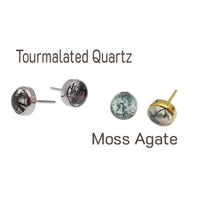 Tourmalated Quartz / Moss Agate Titanium Push Fit - TOP ONLY - Body Clickers Body Jewelry