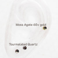 Tourmalated Quartz / Moss Agate Titanium Push Fit - TOP ONLY - Body Clickers Body Jewelry