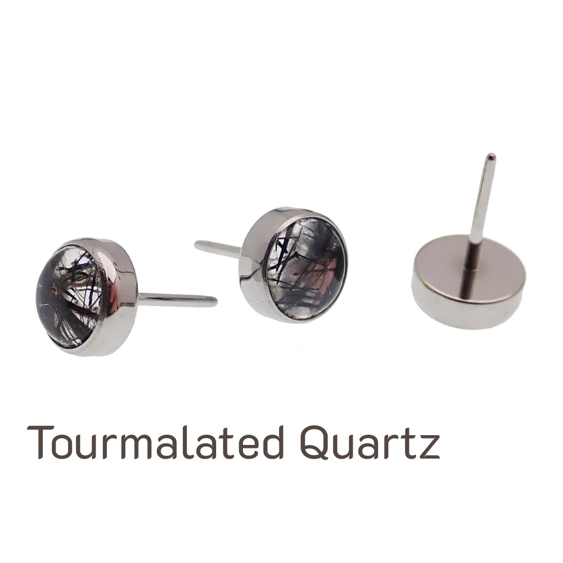 Tourmalated Quartz / Moss Agate Titanium Push Fit - TOP ONLY - Body Clickers Body Jewelry