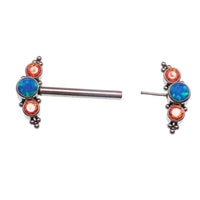 Teal Opal & Orange CZ Push Fit Nipple Bar 14g - Body Clickers Body Jewelry