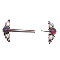 Multi Lavender Opal & Clear CZ Push Fit Nipple Bar 14g - Body Clickers Body Jewelry