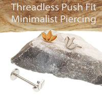 Lotus Flower Titanium Push Fit Labret 14g, 16g, 18g, 20g - Body Clickers Body Jewelry
