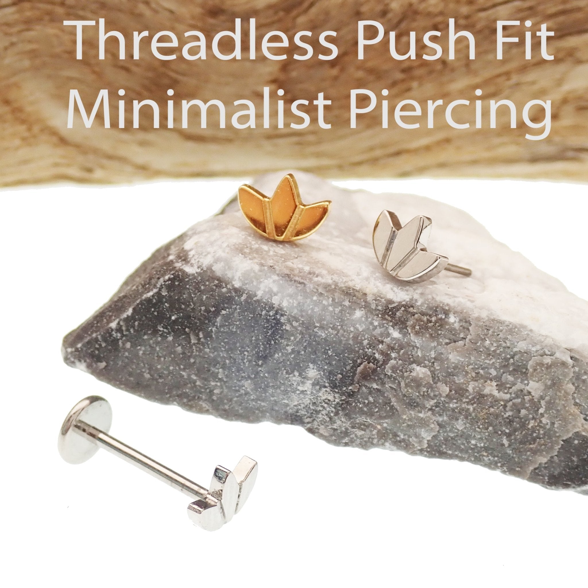 Lotus Flower Titanium Push Fit Labret 14g, 16g, 18g, 20g - Body Clickers Body Jewelry