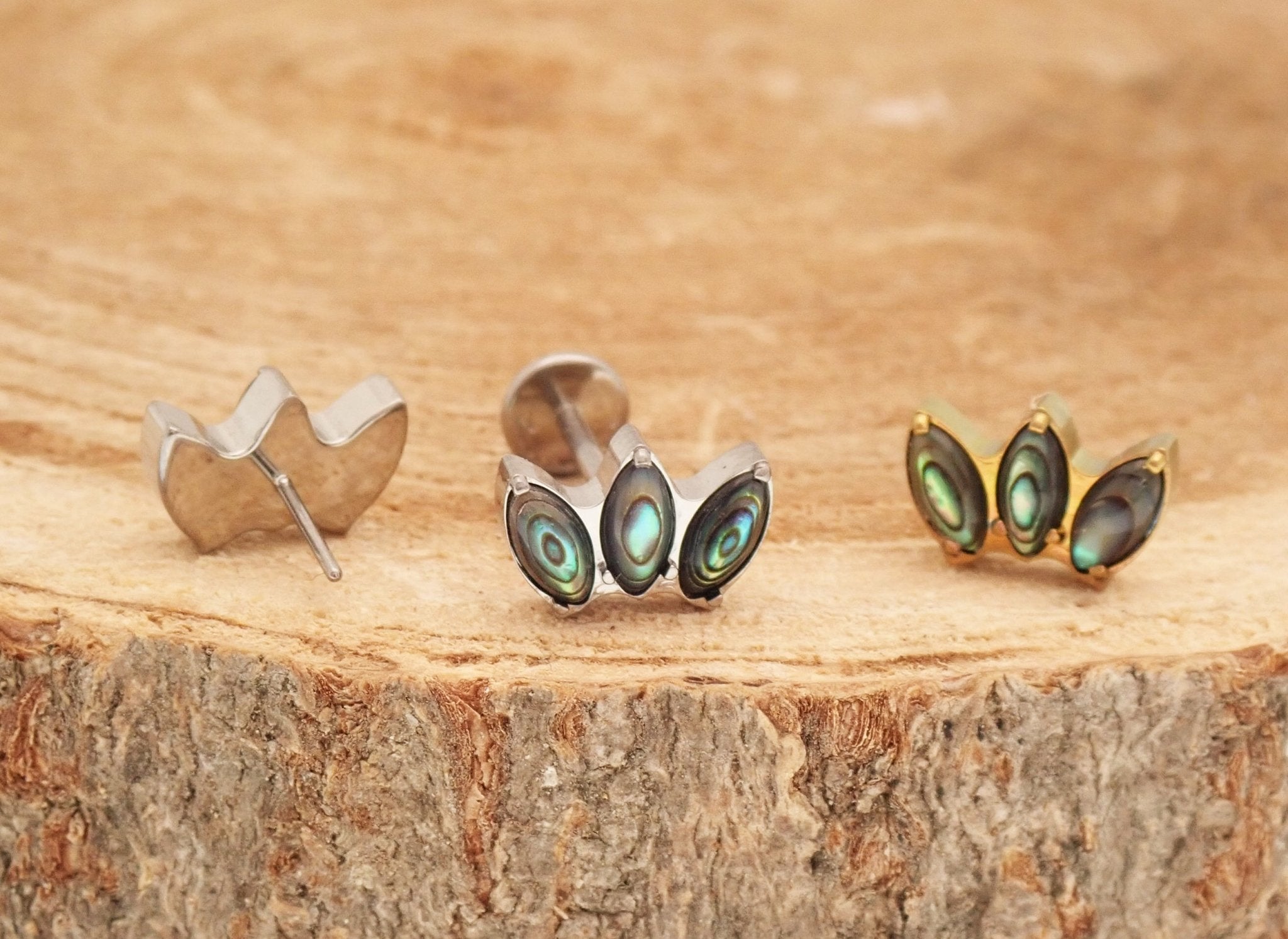 Alabone Shell Lotus Push Fit Flatback Titanium 20g, 18g, 16g, 14g - Body Clickers Body Jewelry