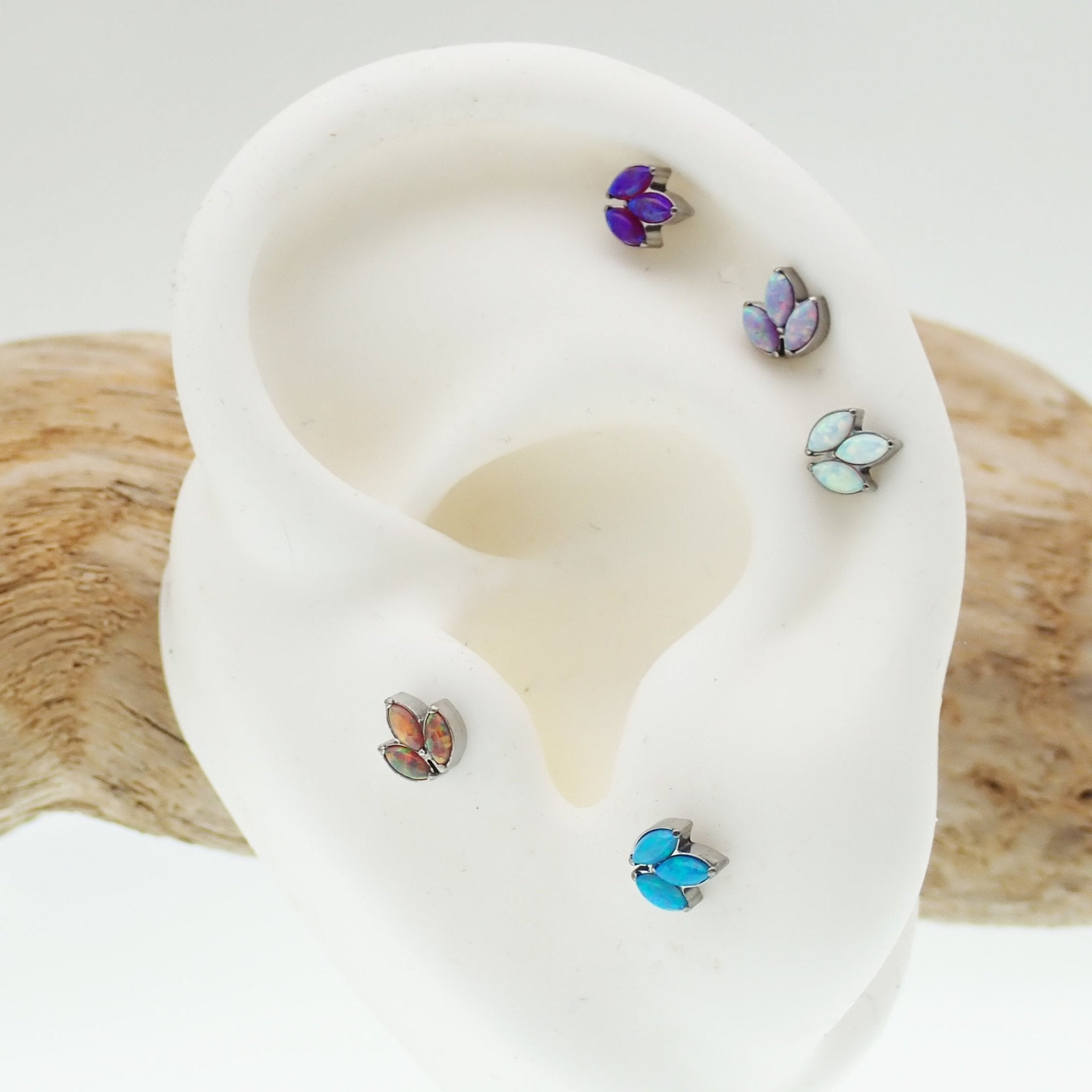 Mini Opal Crown Titanium Push Fit Piercing - 20g, 18g, 16g, 14g - Body Clickers Body Jewelry