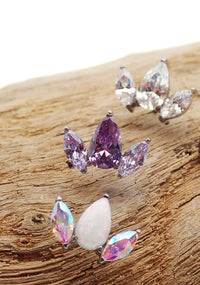Petal Flower CZ Push Fit - Top Only - Body Clickers Body Jewelry