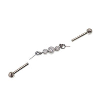 Industrial CZ piercing Moveable push pin Titanium 14g, 16g - Body Clickers Body Jewelry