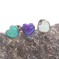 Opal Heart Flat Back Piercing 14g, 16, 18g - Body Clickers Body Jewelry