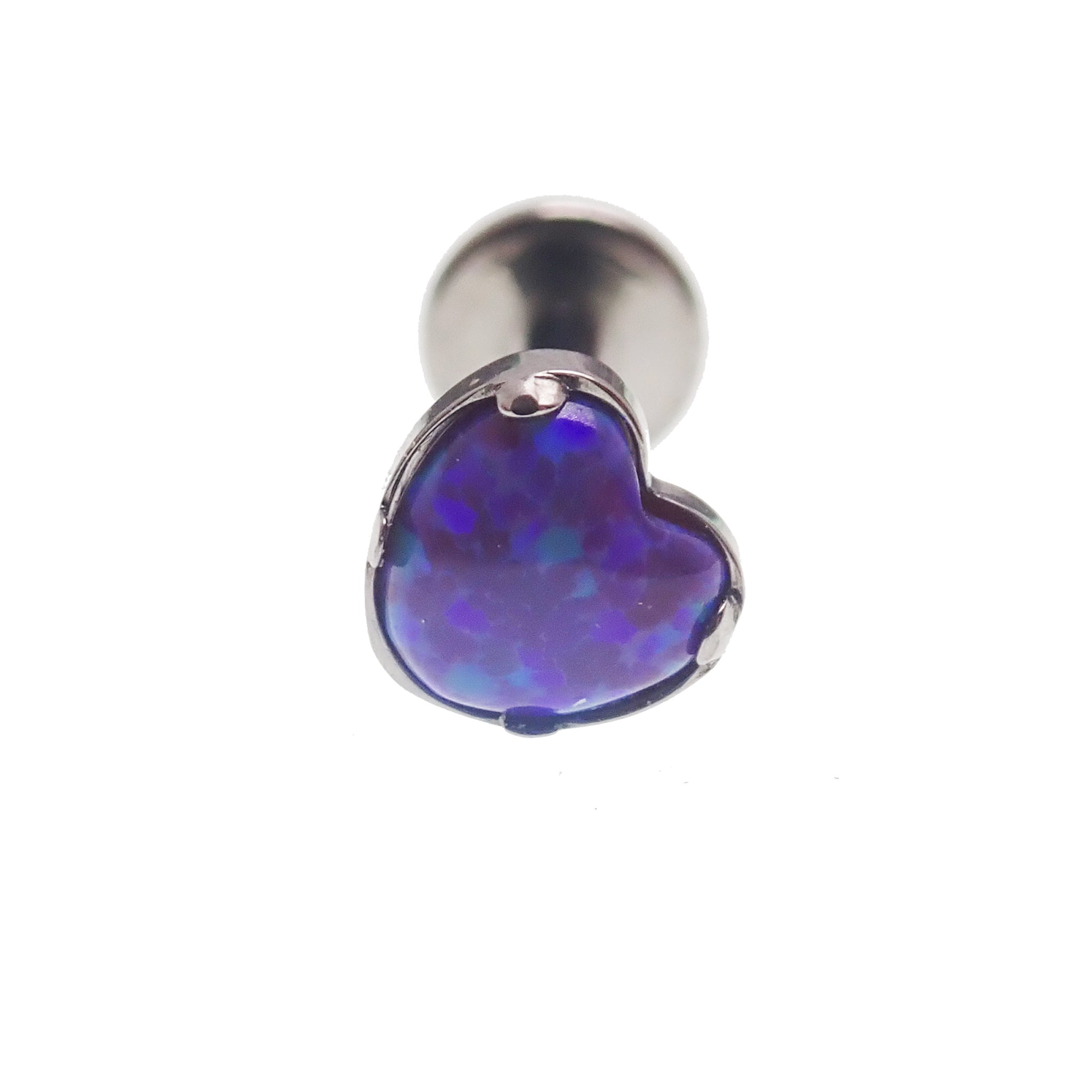 Opal Heart Flat Back Piercing 14g, 16, 18g - Body Clickers Body Jewelry