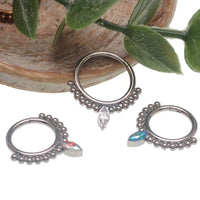Beaded Teardrop Clicker Ring 16g