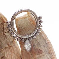 Beaded Teardrop Clicker Ring 16g