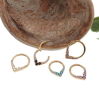 CZ PVD Gold Titanium Clicker - 16g - Body Clickers Body Jewelry