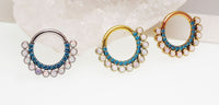 Blue Zircon & White Fire Opal Titanium Clicker 16g - Body Clickers Body Jewelry