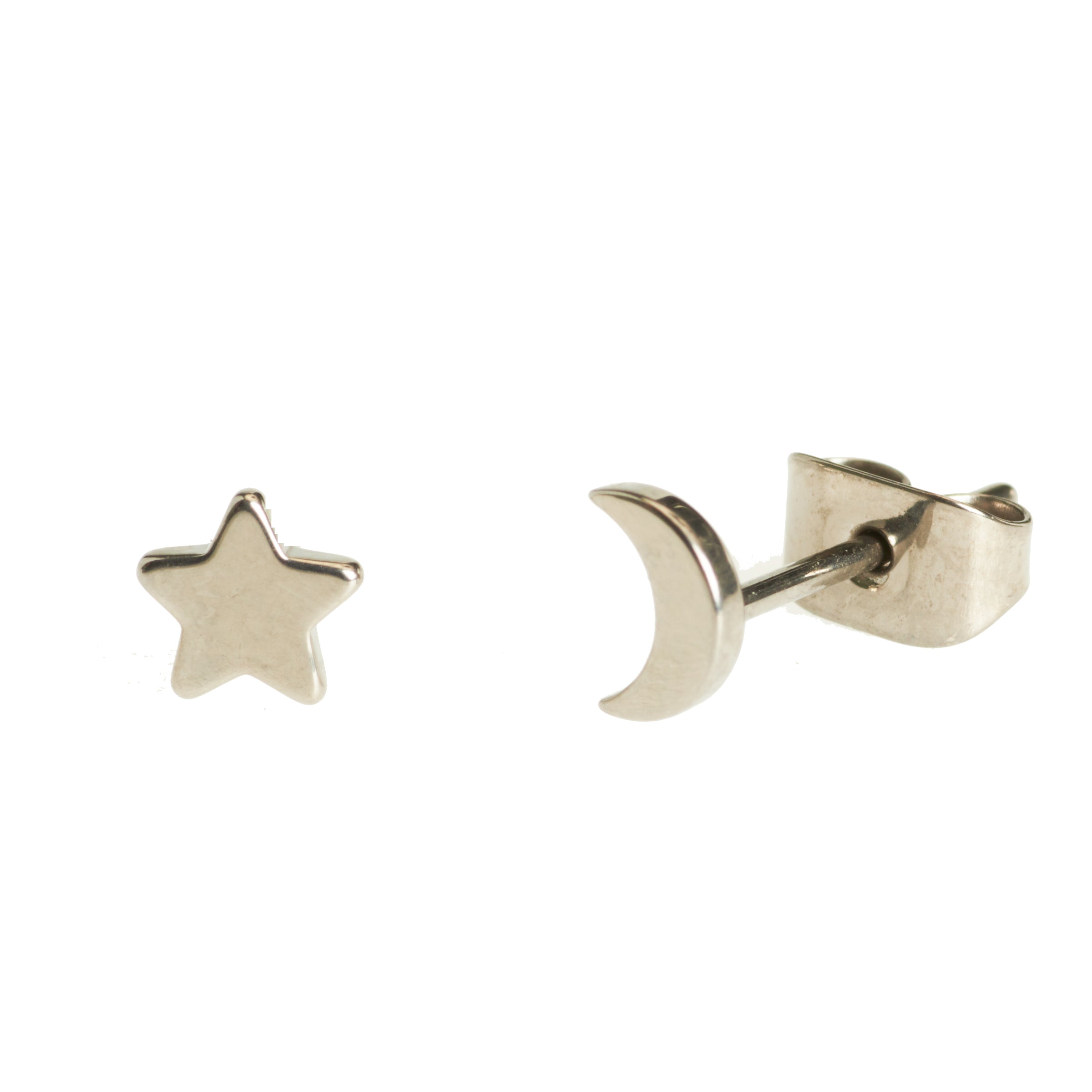 Titanium Earrings Moon & Star