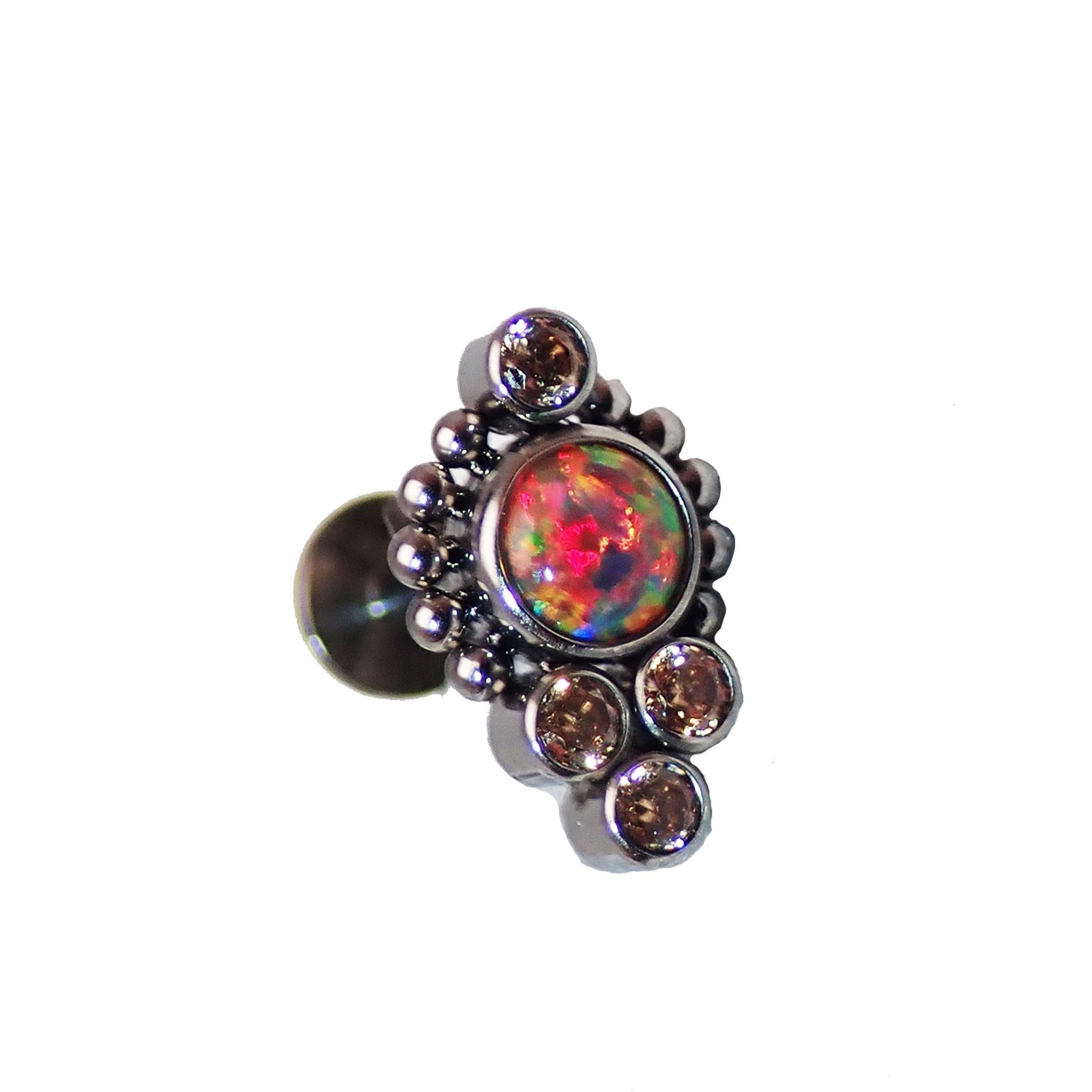 CZ Cluster Flat Back Labret 14g, 16g, 18g - Body Clickers Body Jewelry