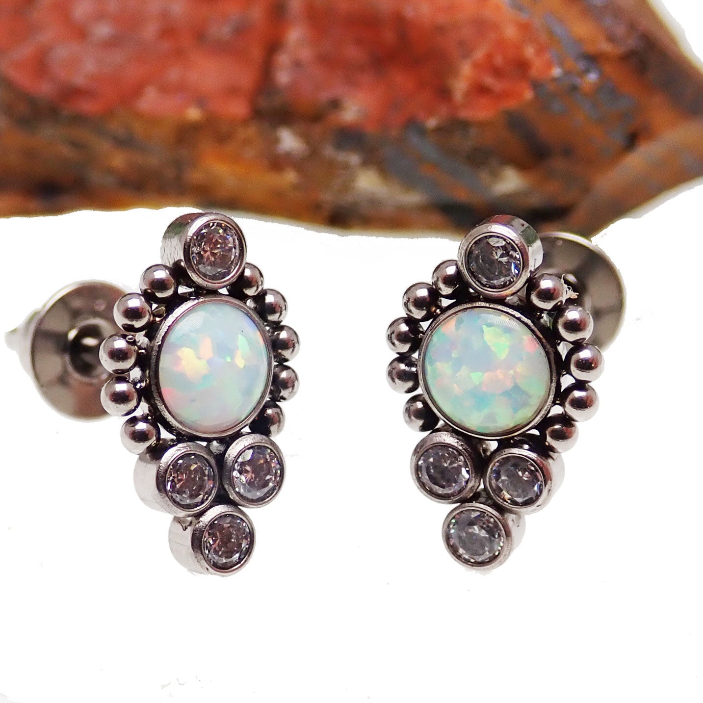 Titanium Opal Beaded Earrings