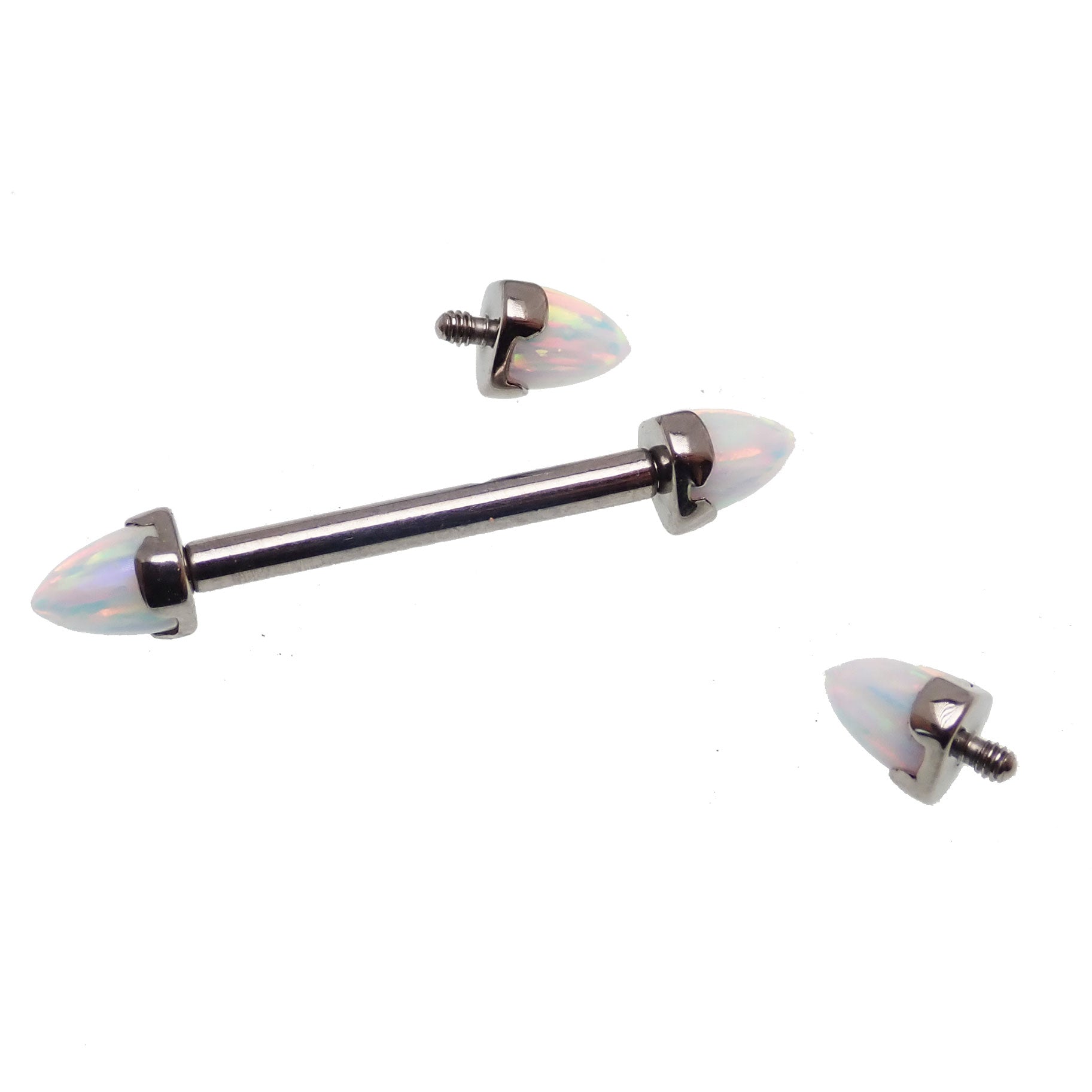 White Fire Opal Titanium Nipple Cones