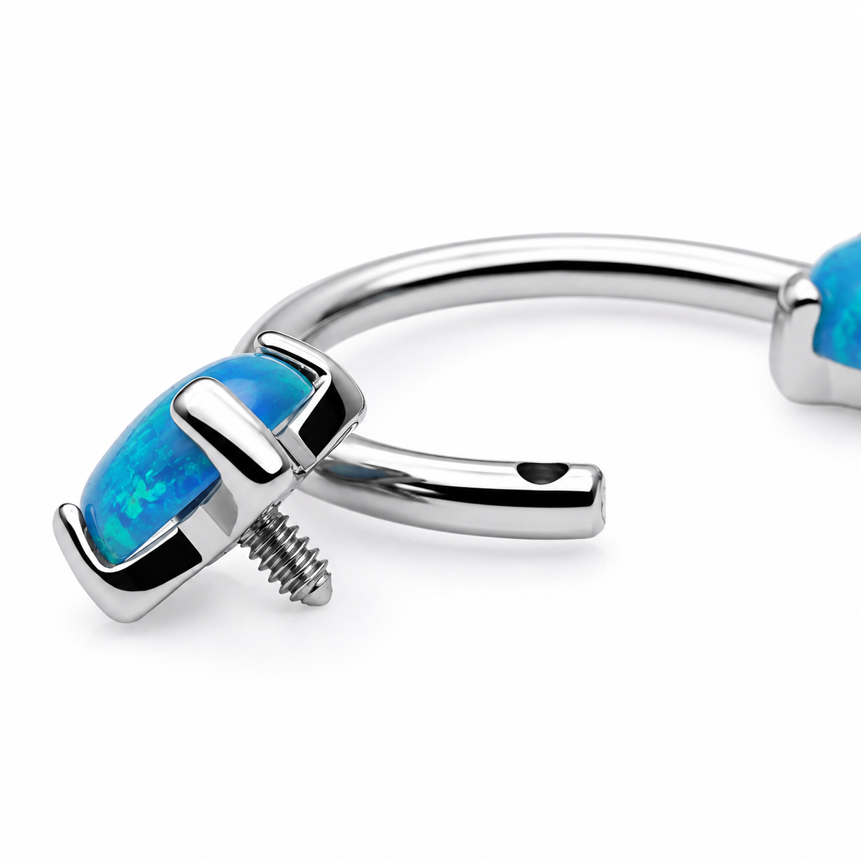 Opal Titanium Horseshoe Piercing 16g, 14g