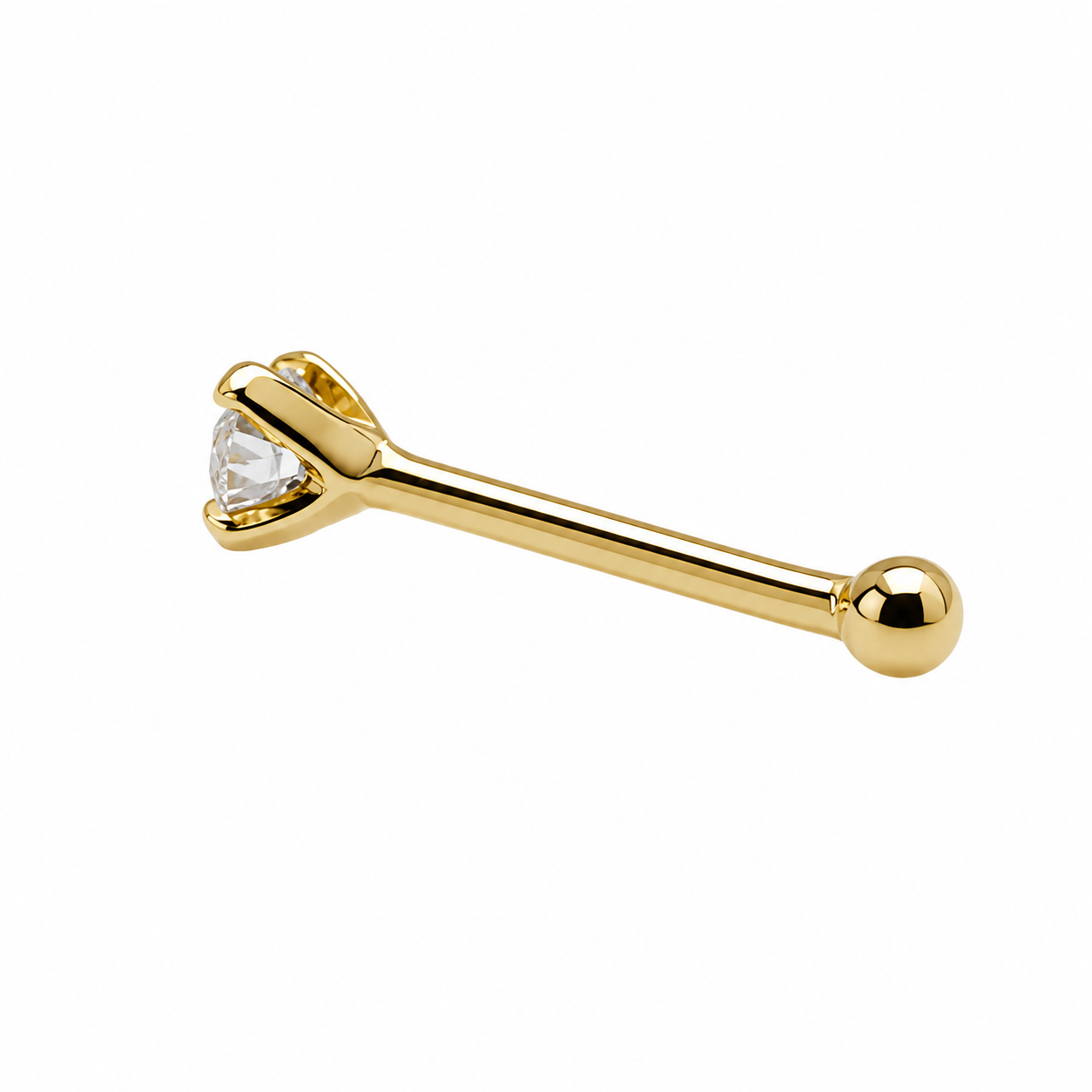 CZ 14k Gold Nose Stud 20g