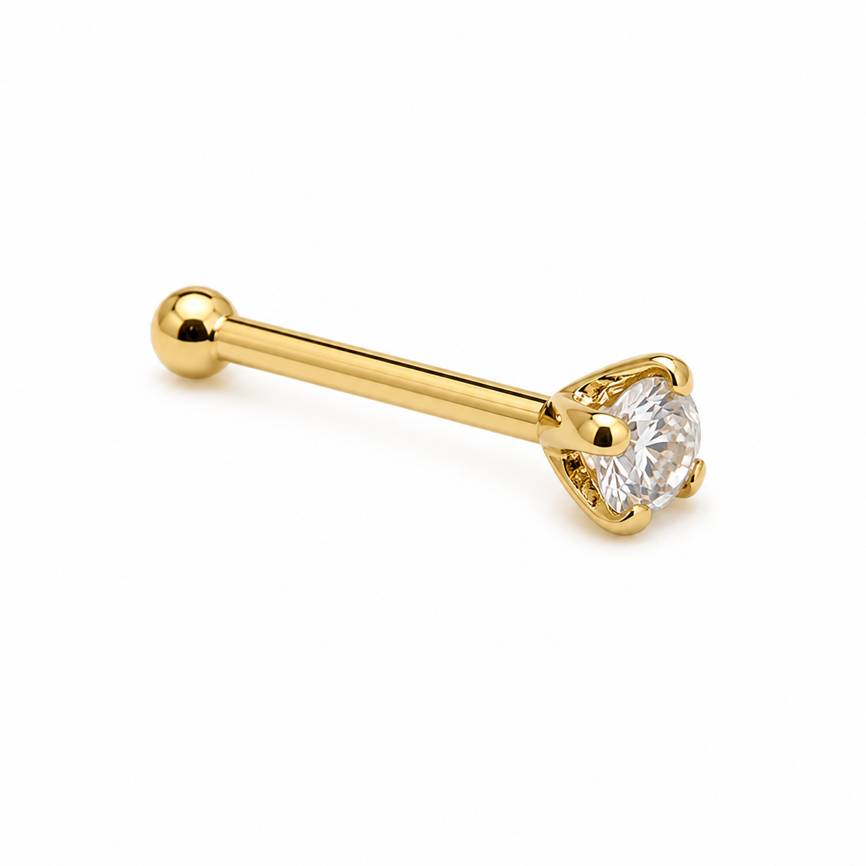 CZ 14k Gold Nose Stud 20g