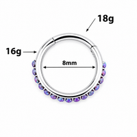 NOSE ring with purple beads and size markings on a white background