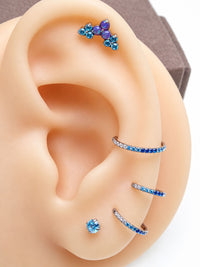 18G Blue Mix CZ Hinged Clicker, nose, ear, conch , tragus