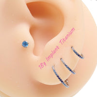 18G Blue Mix CZ Hinged Clicker, nose, ear, conch , tragus
