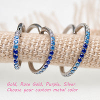 18G Blue Mix CZ Hinged Clicker, nose, ear, conch , tragus