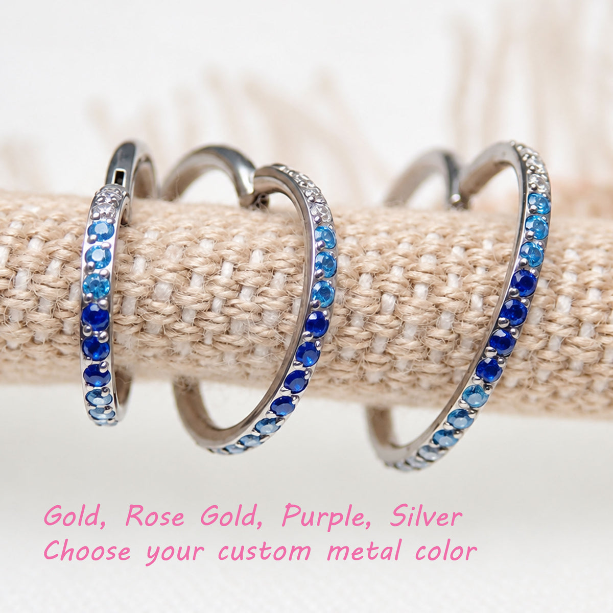 18G Blue Mix CZ Hinged Clicker, nose, ear, conch , tragus