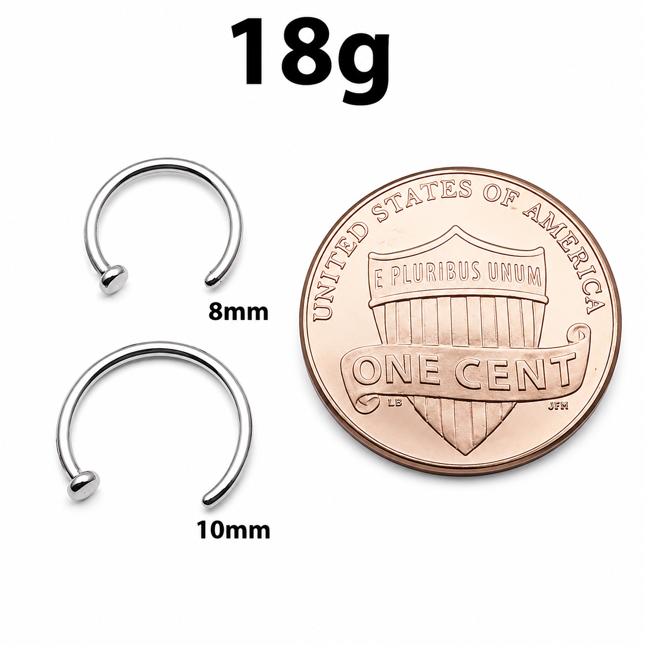 Nose Hoop 8mm, 10mm Titanium Piercing 18g, 20g