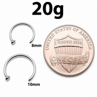 Nose Hoop 8mm, 10mm Titanium Piercing 18g, 20g