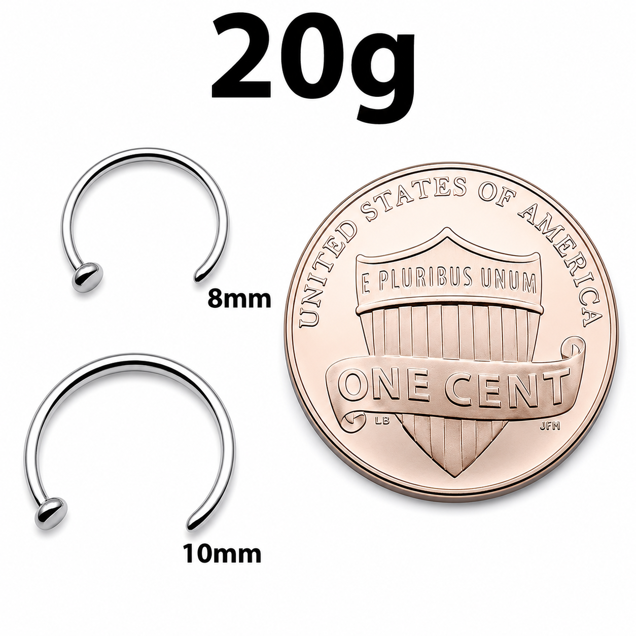 Nose Hoop 8mm, 10mm Titanium Piercing 18g, 20g