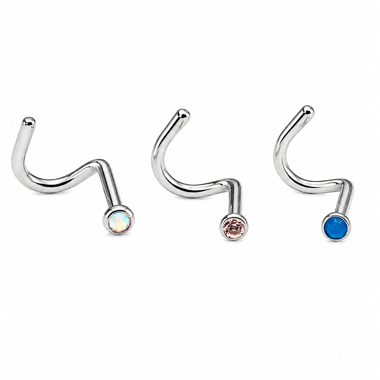 CZ Cork Nose Piercing 18g