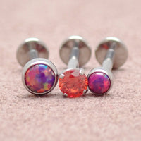 Implant Titanium Royal Lavender Opal Push Fit Flatbacks, Set of 3 - 20g, 18g, 16g, 14g