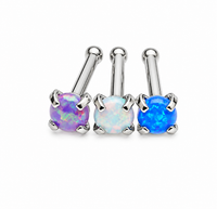 Set of 3 -  Nose Studs Multi Lavender, Peacock, & White Opal 20g