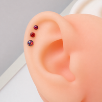 Implant Titanium Royal Lavender Opal Push Fit Flatbacks, Set of 3 - 20g, 18g, 16g, 14g